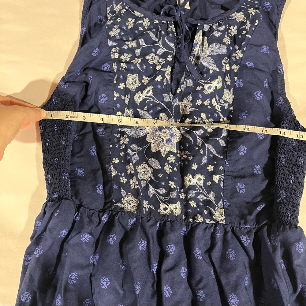 Old Navy Navy Blue Floral Maxi Dress Boho Festival Medium - Picture 11 of 14